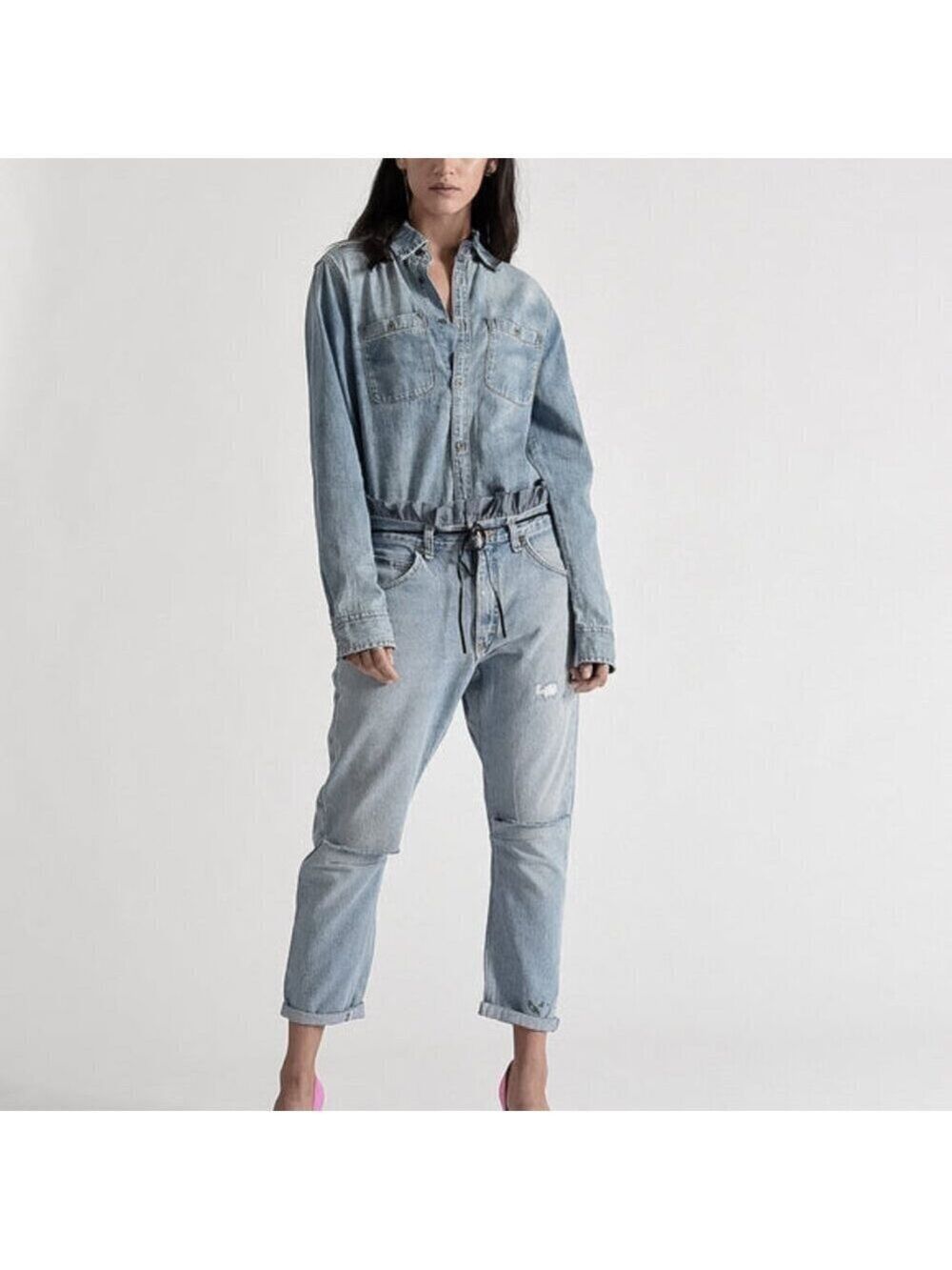 NWT One Teaspoon Unique Vintage Le Saints Oversized Crop Jeans Size XS